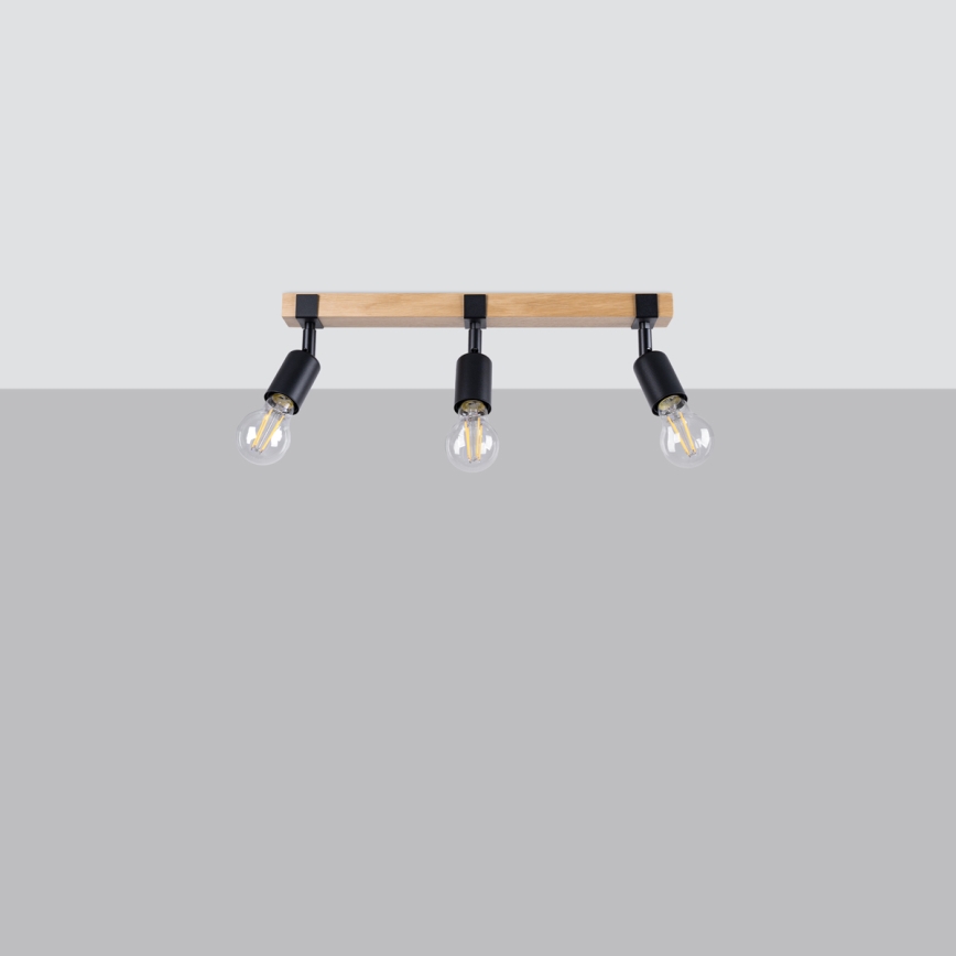 Kohdevalo ZUCA 3xE27/15W/230V musta/tammi