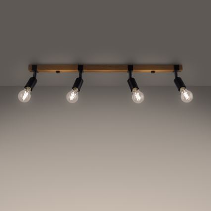 Kohdevalo ZUCA 4xE27/15W/230V musta/tammi