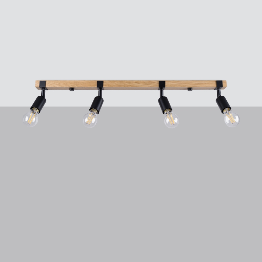 Kohdevalo ZUCA 4xE27/15W/230V musta/tammi