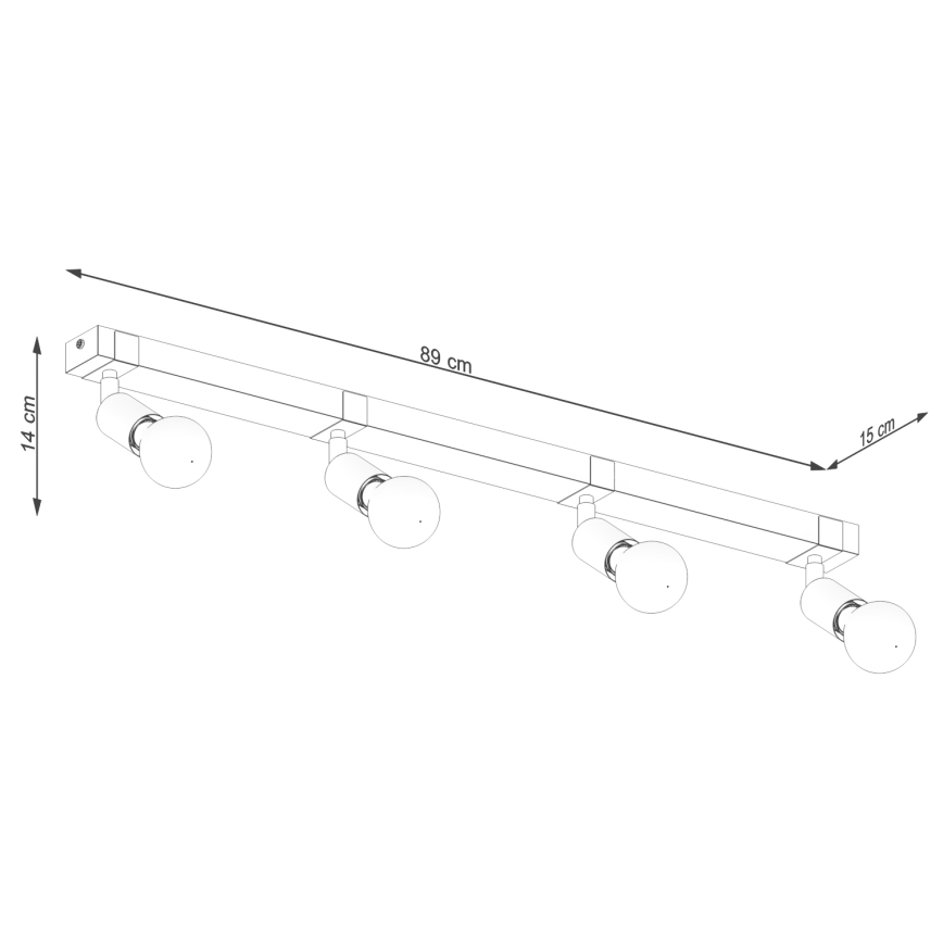 Kohdevalo ZUCA 4xE27/15W/230V musta/tammi