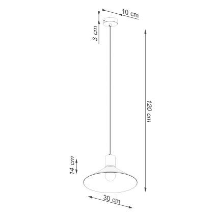 Kattokruunu johdossa JAGA 1xE27/15W/230V halkaisija 30 cm valkoinen