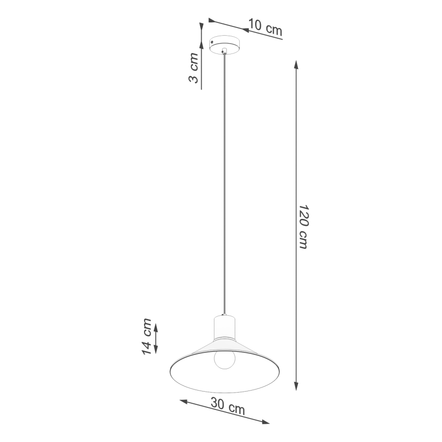 Kattokruunu johdossa JAGA 1xE27/15W/230V halkaisija 30 cm valkoinen