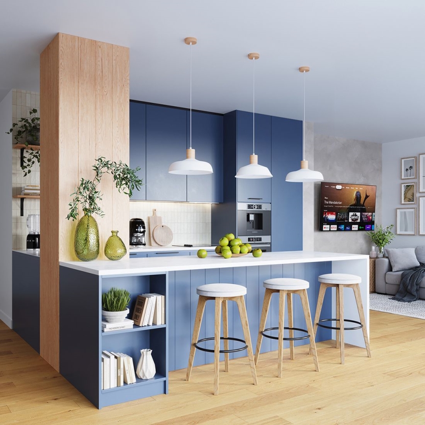 Kattokruunu johdossa FANO 1xE27/15W/230V halkaisija 34 cm valkoinen