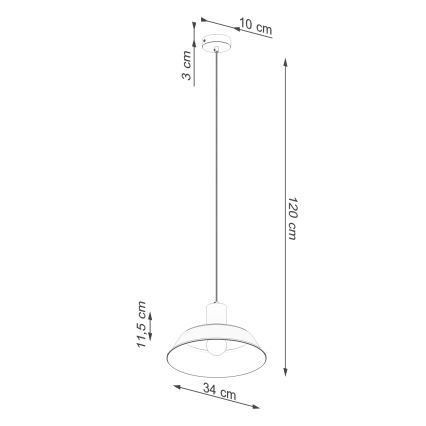 Kattokruunu johdossa FANO 1xE27/15W/230V halkaisija 34 cm valkoinen