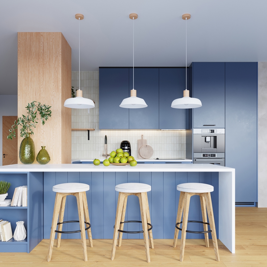 Kattokruunu johdossa INDY 1xE27/15W/230V halkaisija 38 cm valkoinen