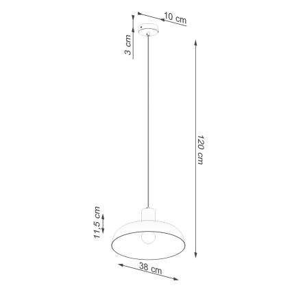 Kattokruunu johdossa INDY 1xE27/15W/230V halkaisija 38 cm valkoinen