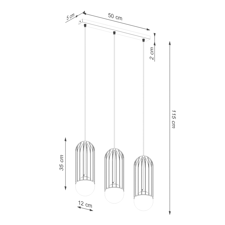 Kattokruunu johdossa BRINA 3xG9/8W/230V valkoinen