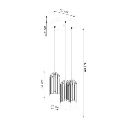 Kattokruunu johdossa BRINA 3xG9/8W/230V valkoinen