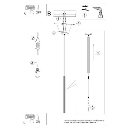 Kattokruunu johdossa ARCHE 1xG9/8W/230V valkoinen