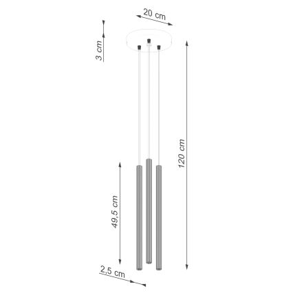 Kattokruunu johdossa ARCHE 3xG9/8W/230V musta