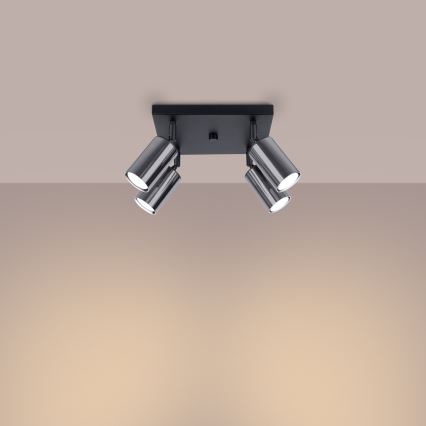 Kohdevalo WINX 4xGU10/10W/230V musta/kiiltävä kromi