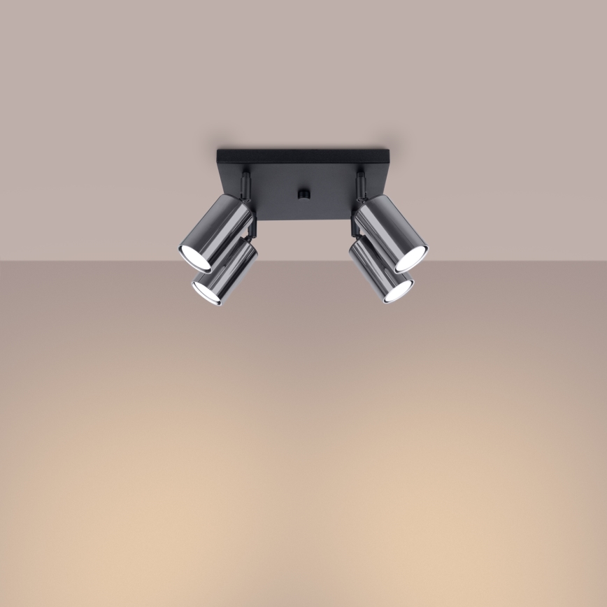 Kohdevalo WINX 4xGU10/10W/230V musta/kiiltävä kromi