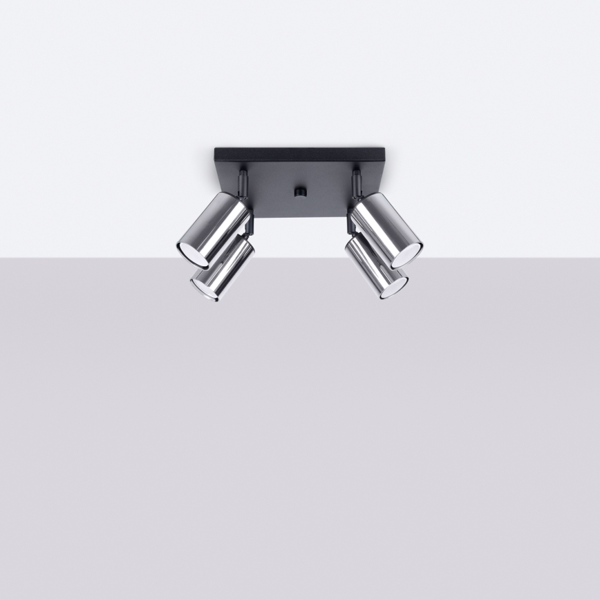 Kohdevalo WINX 4xGU10/10W/230V musta/kiiltävä kromi