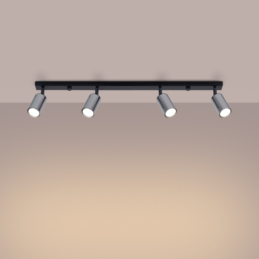 Kohdevalo WINX 4xGU10/10W/230V musta/kiiltävä kromi