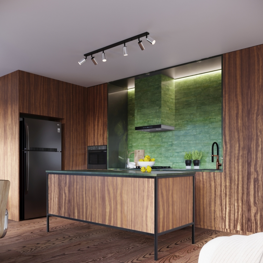 Kohdevalo WINX 6xGU10/10W/230V musta/kiiltävä kromi