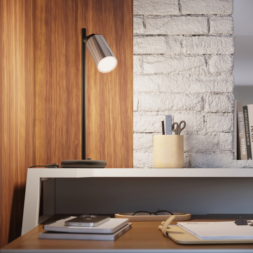 Pöytävalaisin WINX 1xGU10/10W/230V musta/kiiltävä kromi