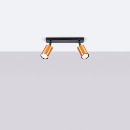 Kohdevalo WINX 2xGU10/10W/230V musta/kupari