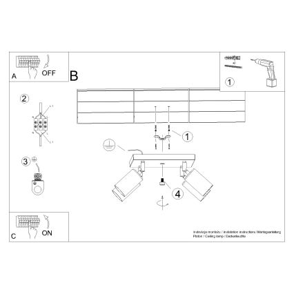Kohdevalo WINX 4xGU10/10W/230V musta/kulta