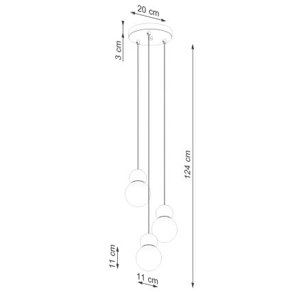 Kattokruunu johdossa PEKKA 3xG9/8W/230V valkoinen