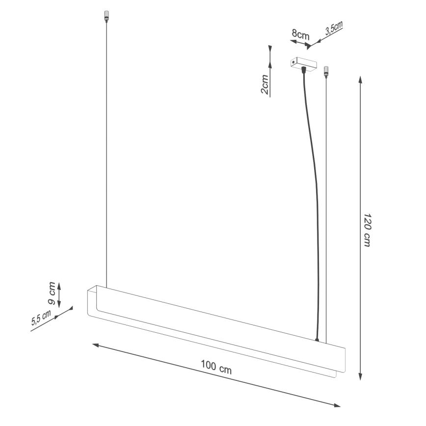 LED-kattokruunu johdossa SPARK 1xG13/8,5W/230V musta