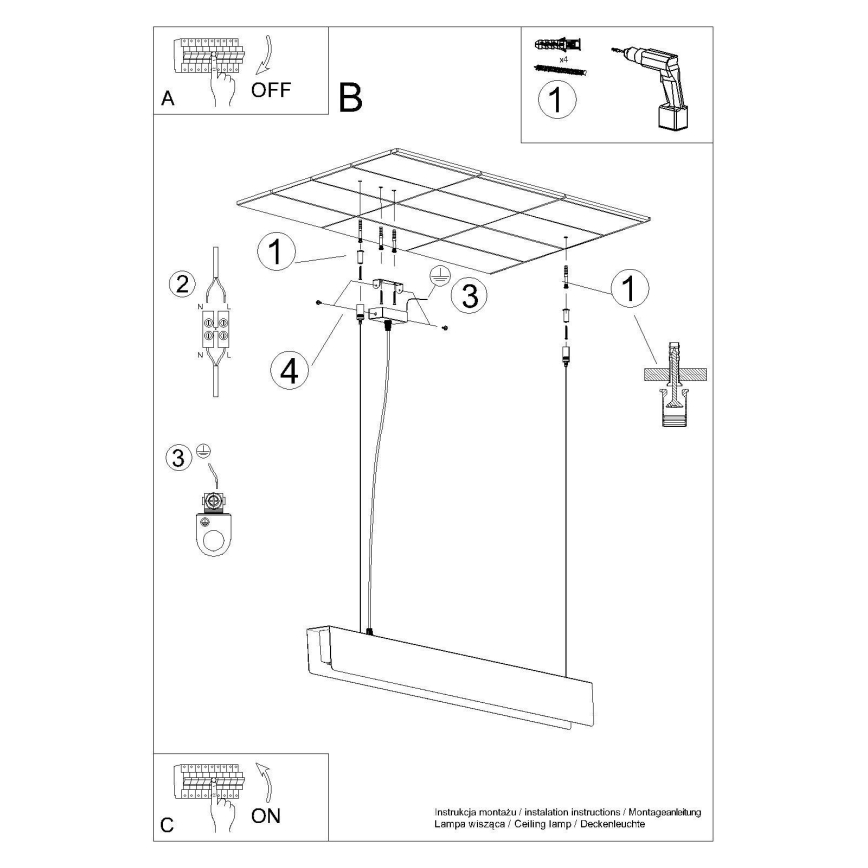 LED-kattokruunu johdossa SPARK 1xG13/8,5W/230V musta