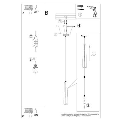 Kattokruunu johdossa PRYSM 1xG9/8W/230V valkoinen