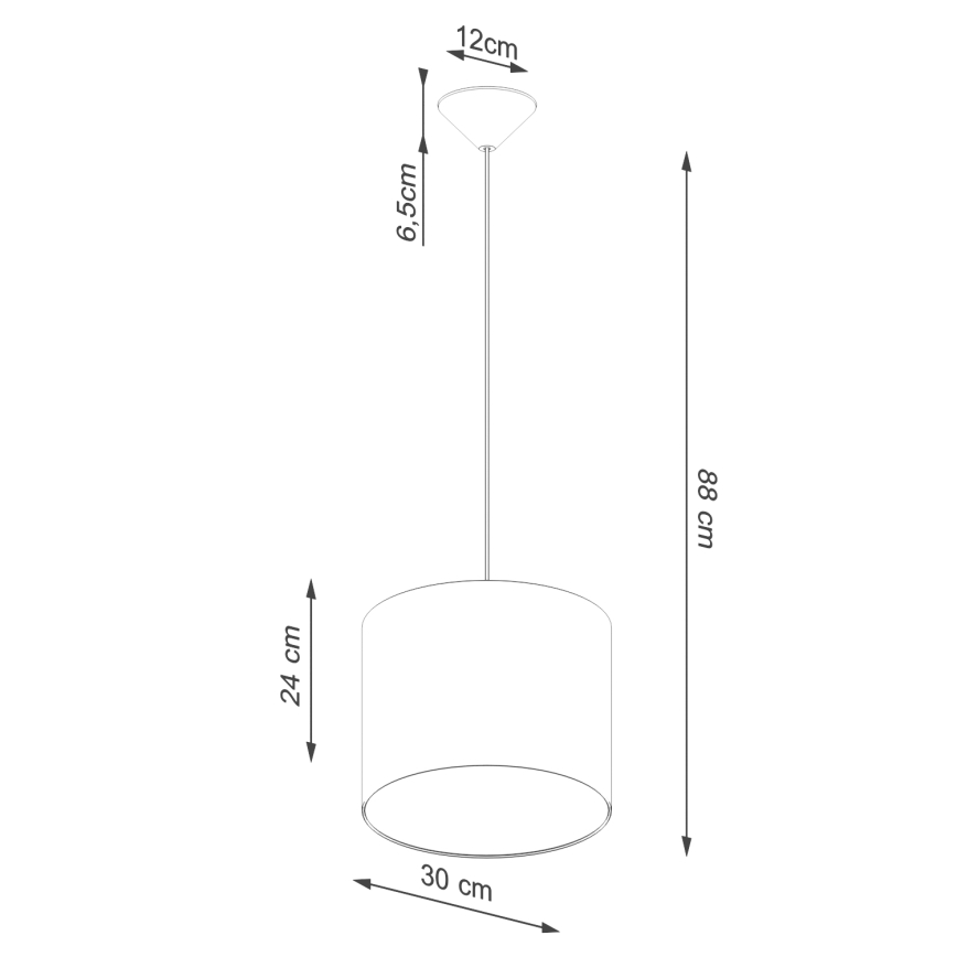 Kattokruunu johdossa NOVA 1xE27/15W/230V halkaisija 30 cm valkoinen
