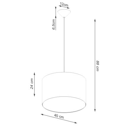Kattokruunu johdossa NOVA 1xE27/15W/230V halkaisija 40 cm valkoinen