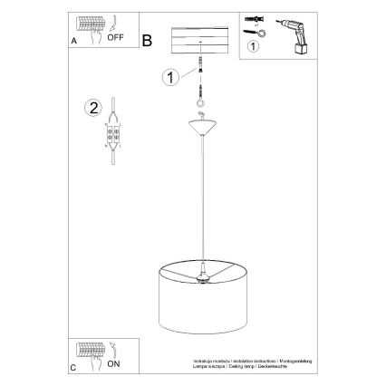 Kattokruunu johdossa NOVA 1xE27/15W/230V halkaisija 40 cm musta