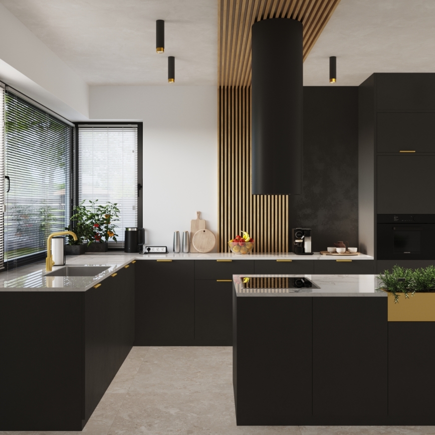 Kohdevalo NERO 1xGU10/10W/230V 22,5 cm musta/kulta