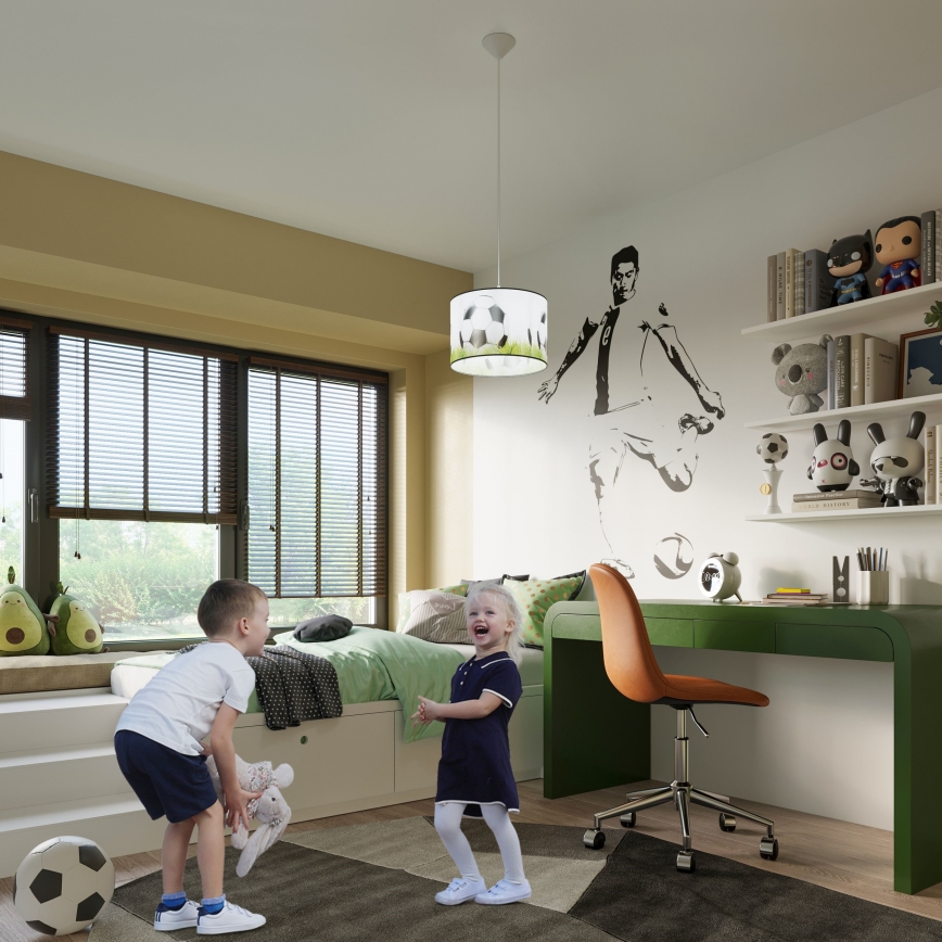 Lasten riipuskattokruunu johdossa FOOTBALL 1xE27/15W/230V halkaisija 30 cm jalkapallo