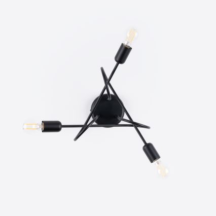 Kiinteä kattokruunu LOOP 3xE27/15W/230V musta