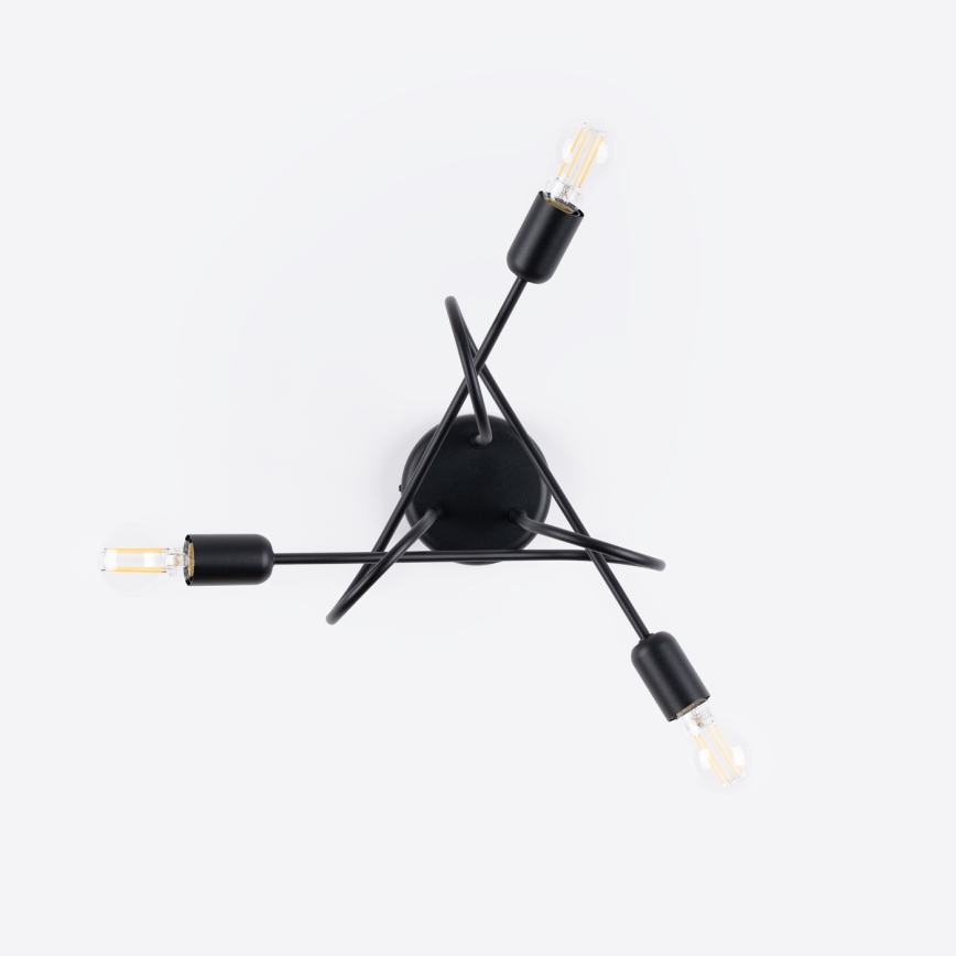 Kiinteä kattokruunu LOOP 3xE27/15W/230V musta