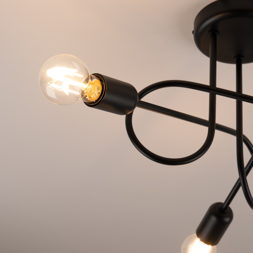 Kiinteä kattokruunu LOOP 3xE27/15W/230V musta