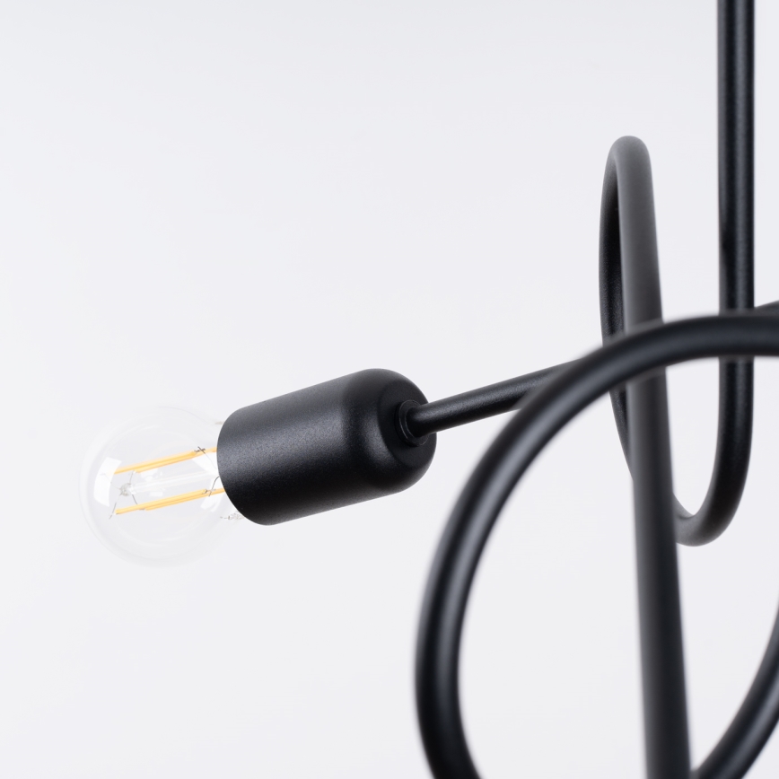 Kiinteä kattokruunu LOOP 3xE27/15W/230V musta