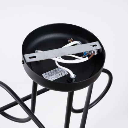 Kiinteä kattokruunu LOOP 3xE27/15W/230V musta