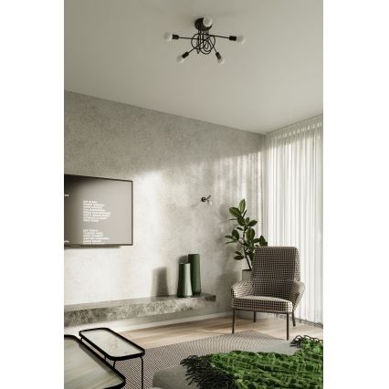 Kiinteä kattokruunu LOOP 5xE27/15W/230V musta