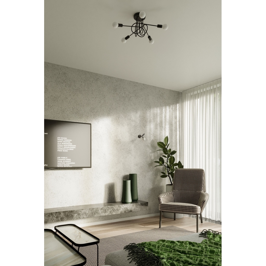 Kiinteä kattokruunu LOOP 5xE27/15W/230V musta