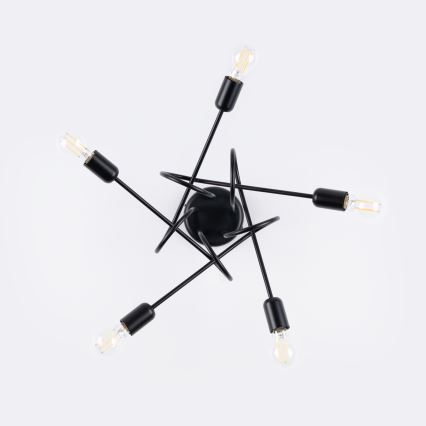 Kiinteä kattokruunu LOOP 5xE27/15W/230V musta