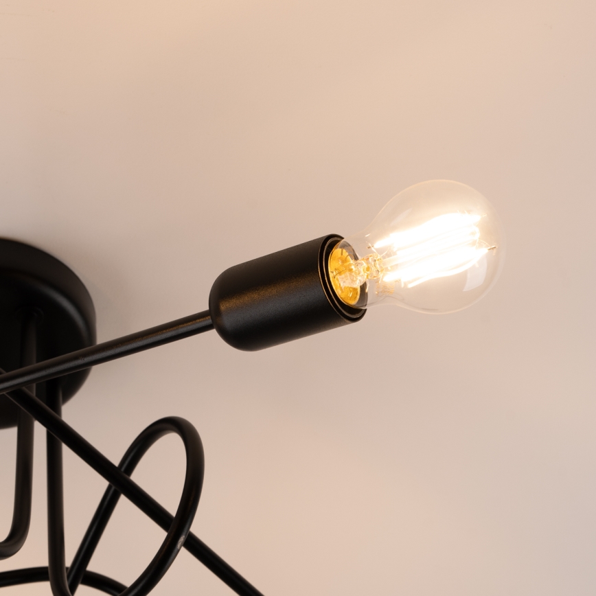 Kiinteä kattokruunu LOOP 5xE27/15W/230V musta