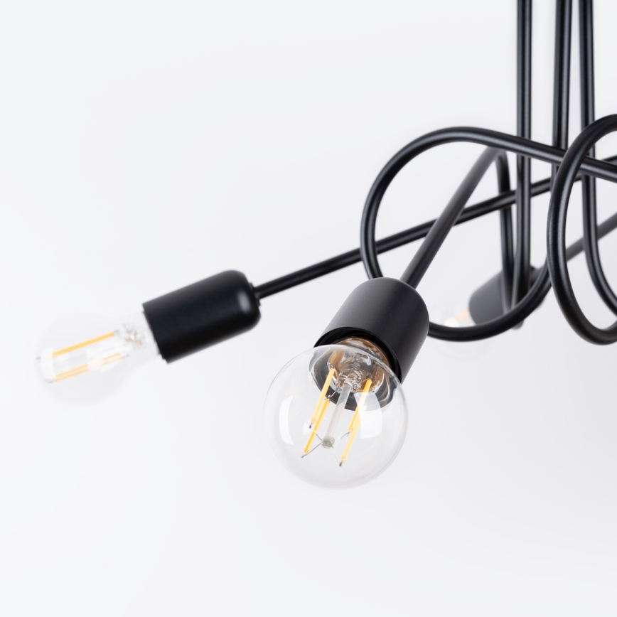 Kiinteä kattokruunu LOOP 5xE27/15W/230V musta