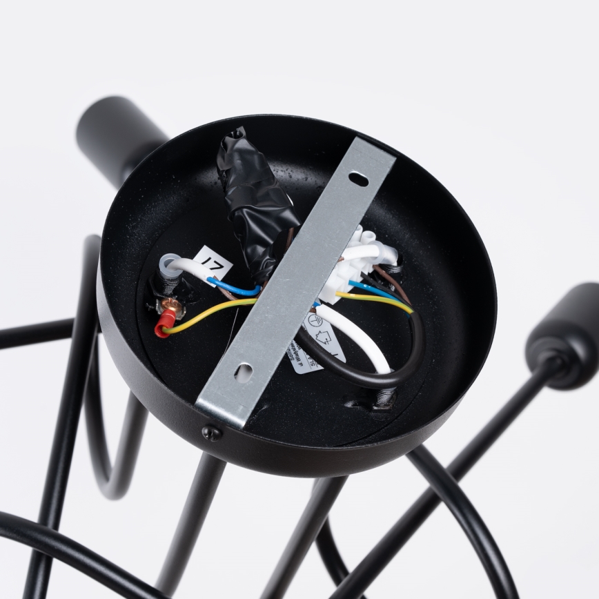 Kiinteä kattokruunu LOOP 5xE27/15W/230V musta