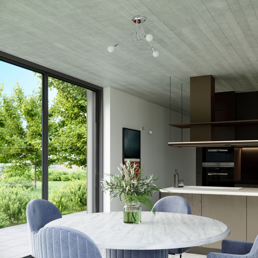 Kiinteä kattokruunu LOOP 3xE27/15W/230V kiiltävä kromi