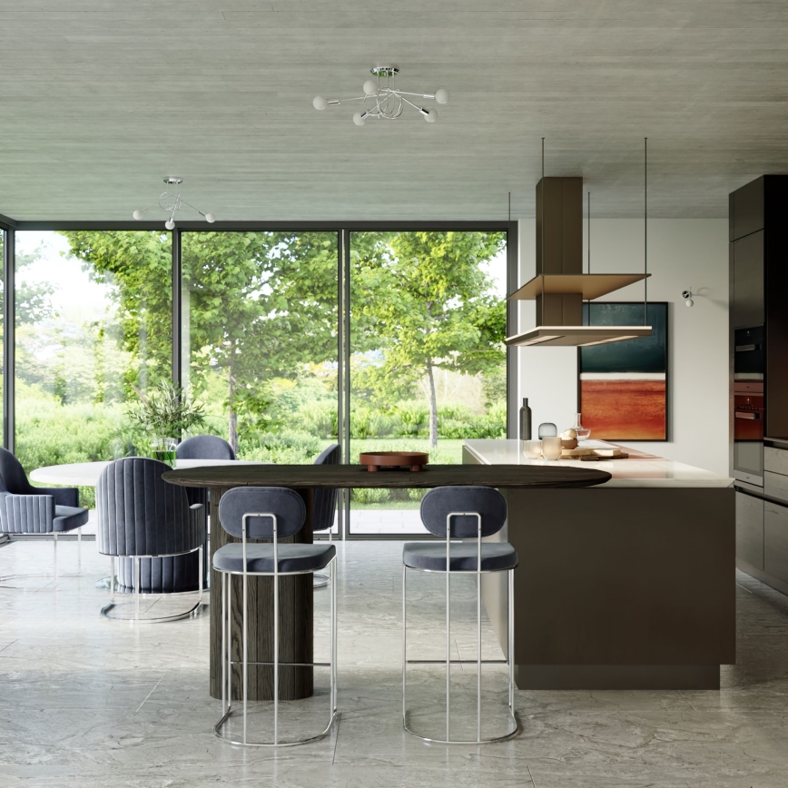 Kiinteä kattokruunu LOOP 5xE27/15W/230V kiiltävä kromi