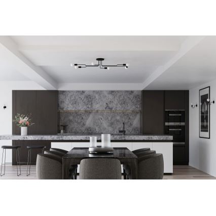 Kiinteä kattokruunu VECTOR 6xE27/15W/230V musta