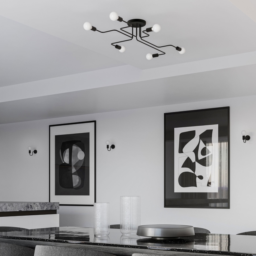 Kiinteä kattokruunu VECTOR 6xE27/15W/230V musta