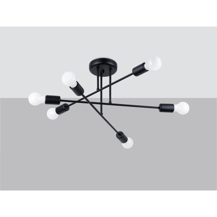Riippukattokruunu NORAH 6xE27/15W/230V musta