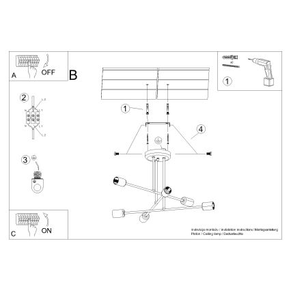 Riippukattokruunu NORAH 6xE27/15W/230V musta