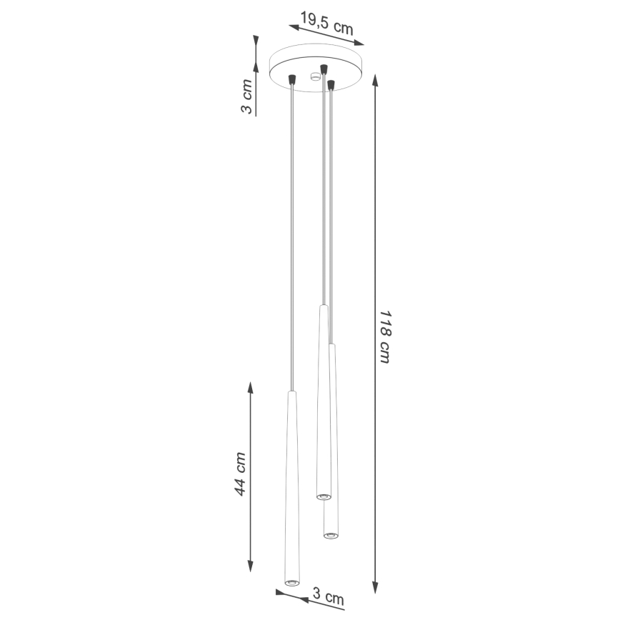 Kattokruunu johdossa BLISS 3xG9/8W/230V musta