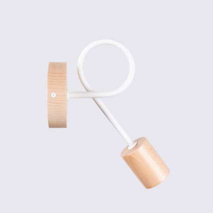 Seinävalaisin EMBER 1xE27/15W/230V valkoinen/beige/pyökki